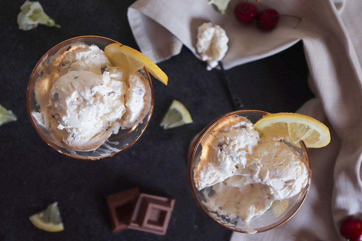 Creamy Lemon And Chocolate Chip Ice Cream